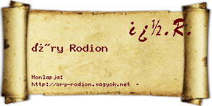 Őry Rodion névjegykártya